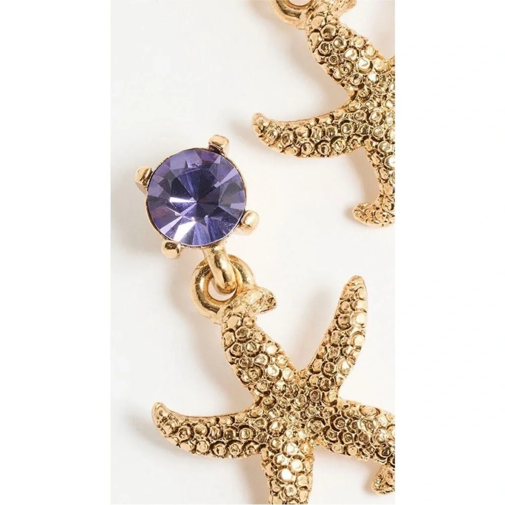 Oscar de la Renta Starfish Crystal drop earrings Tanzanite Crystal